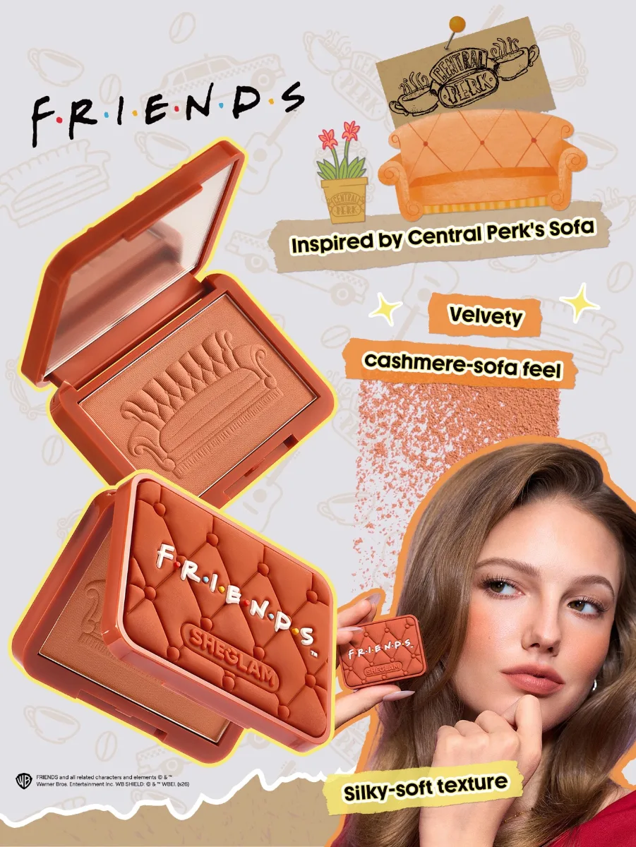 FRIENDS™ – SHEGLAM Take A Seat Velvet Sofa Blush 2